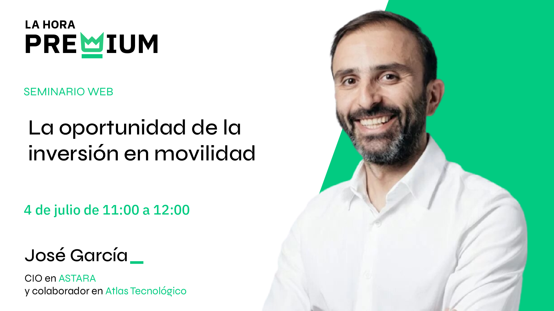 José García Pacheco hablará sobre la oportunidad de la inversión en la movilidad en la Hora Premium
