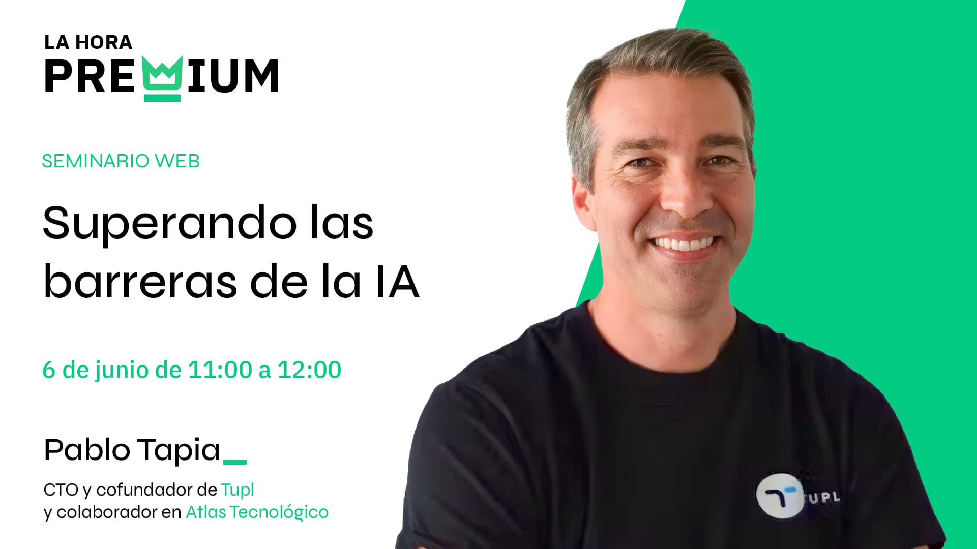 Pablo Tapia hablará sobre las barreras a superar de la IA en la Hora Premium
